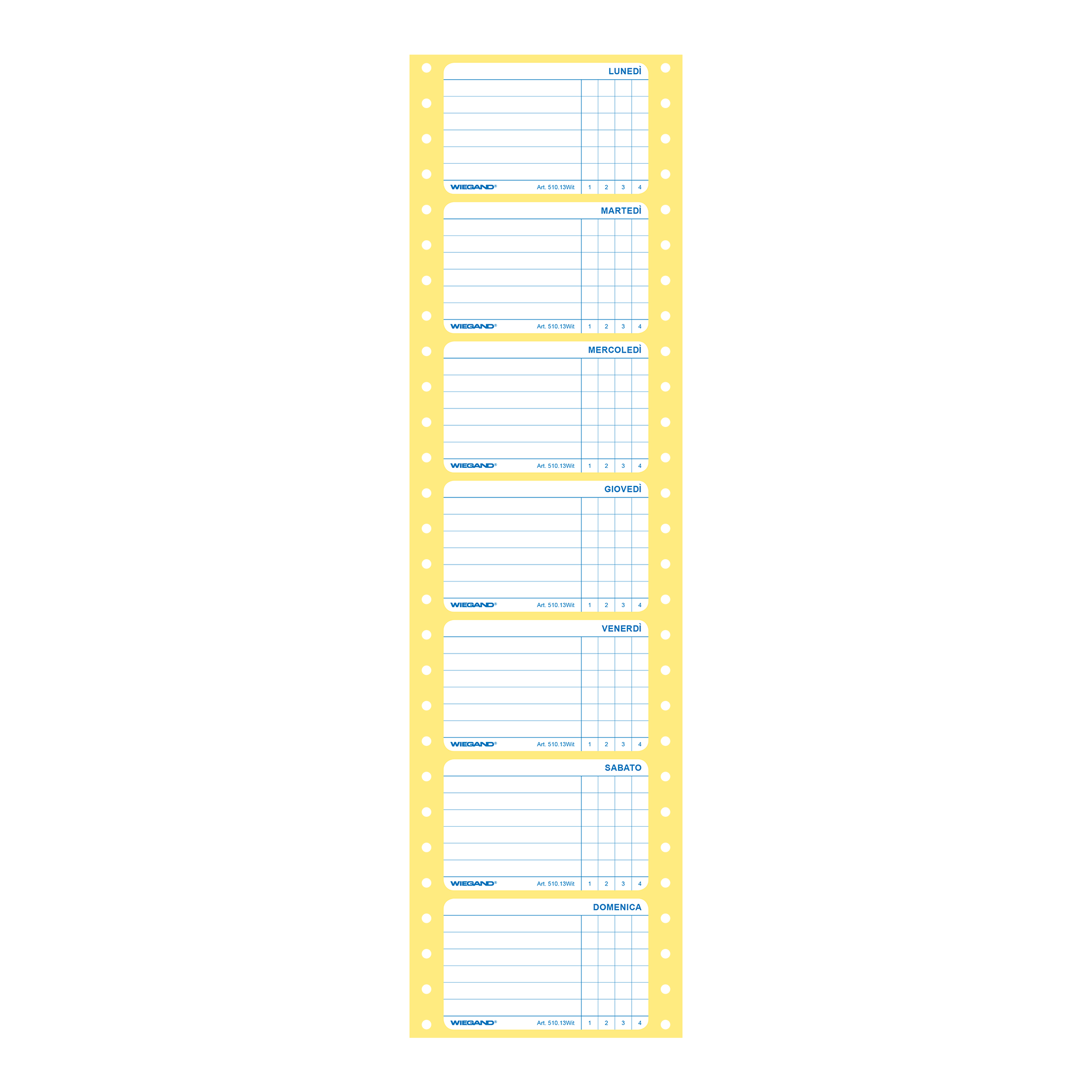 Etiketten für Medikation, mit Wochentagen, in Italienisch