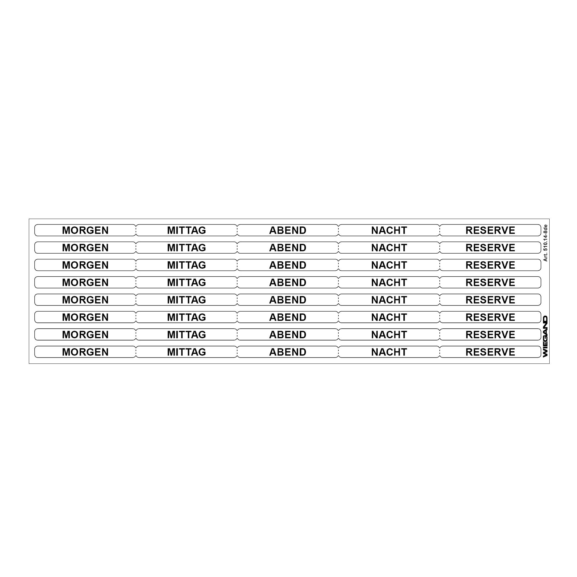 Etiketten mit Abgabeperioden, Deutsch